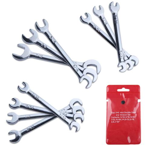 

INJOYTEC 10-Piece Mini Spanner Set, 5/32 -7/16 Mini Open-End Spanner Wrench Set, Ultra-Thin Inch SAE Spanner Set, Mini Combination Wrench Set, Thin-E
