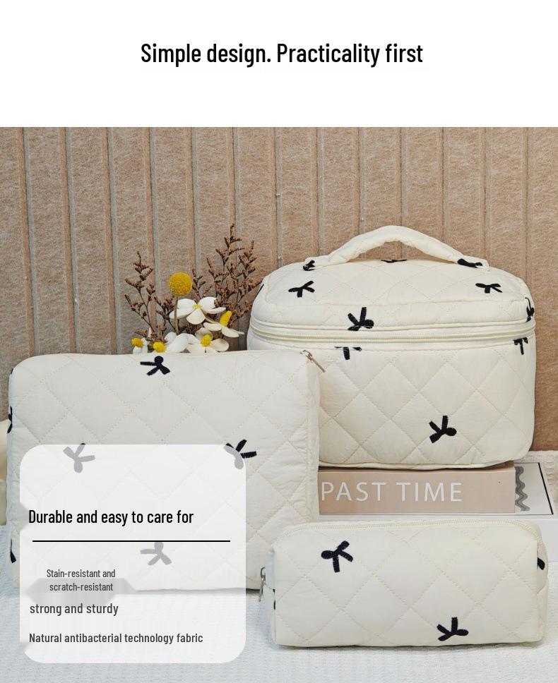 Large Quilted Cotton Handbag: Multipurpose Makeup, Toiletry & Electronics Organizer