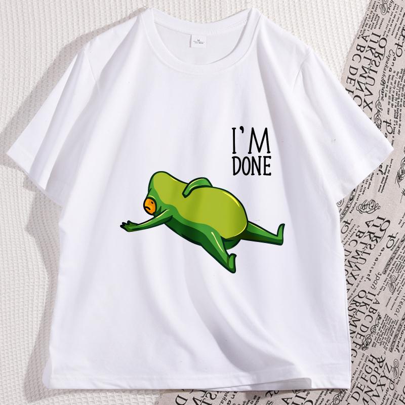 Kawaii Dead Tired Frog T Shirt Cute Sleepy Cotton Short Sleeve Tshirt Streetwear Trendy Round Neck Graphic Tees Male Clothing