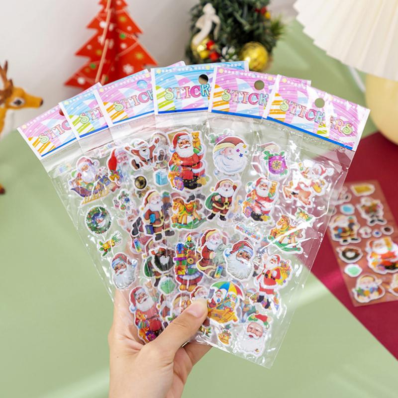 6/12Sheets Christmas Style Bubble Sticker Santa 3D Puffy Stickers DIY Materials Decorative Sticker for Mobile Phone Computer ZYF