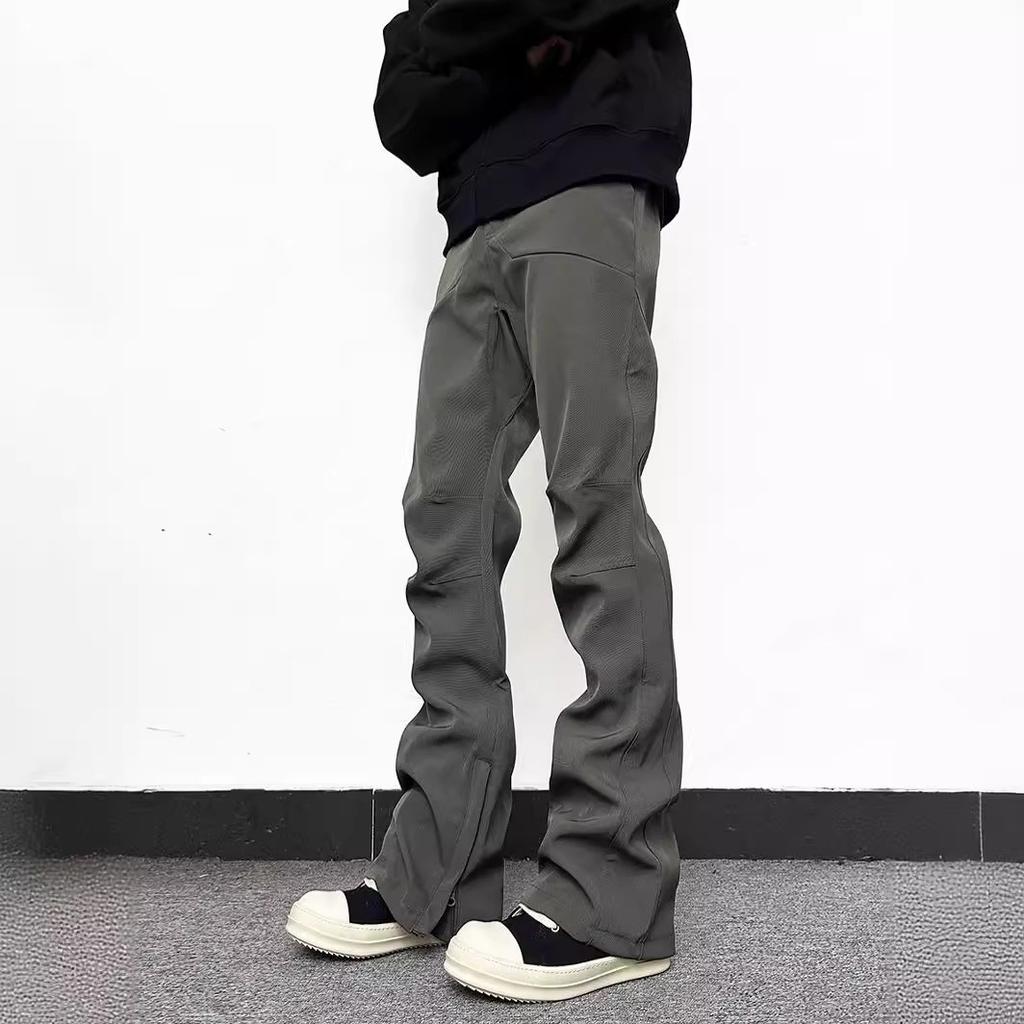 Men's Casual Pockets Elastic Waist Solid Pants Loose Long Trousers  Pants