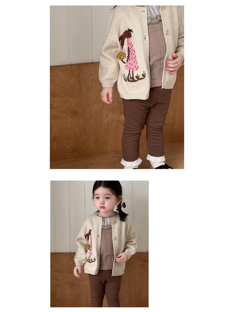 Children's Korean Style Autumn Outfits: Girls' Cardigan Coat Set