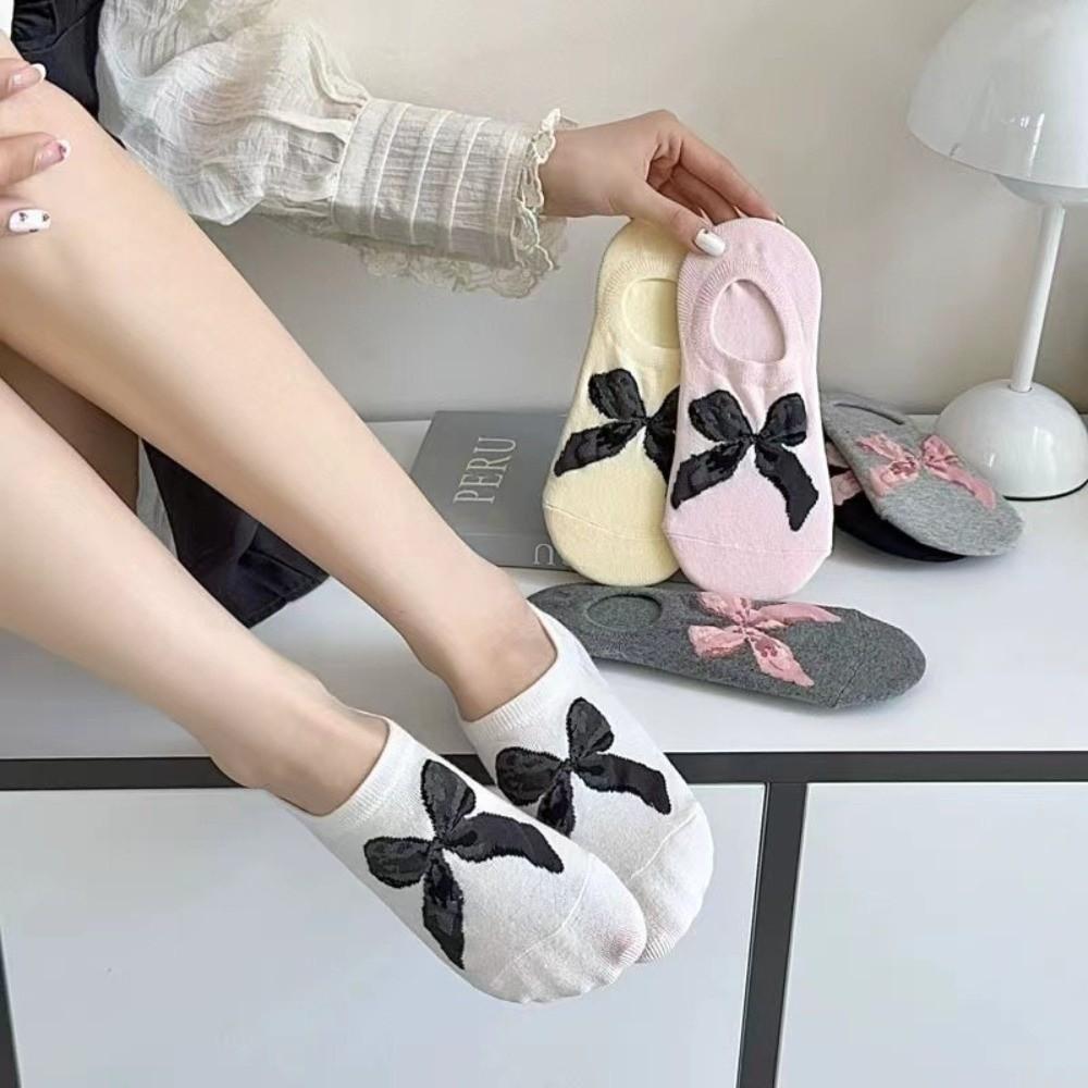 6 Pair Sweet Bow Socks Thin Ankle Socks Shallow Mouth Cotton Socks  Girl