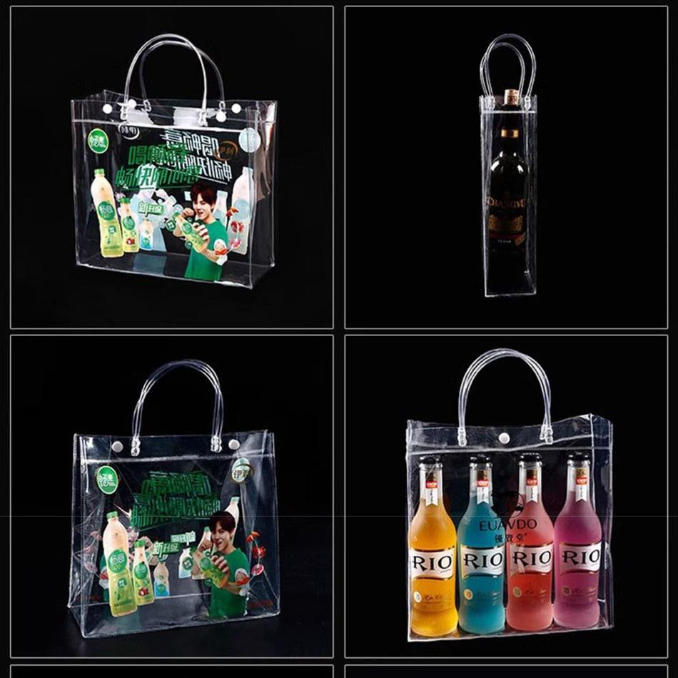 12pcs StoBag Clear PVC Gift Bags With Handles For Small Gifts Party Favor Candy Cake Cookie Packaging And Retail Display