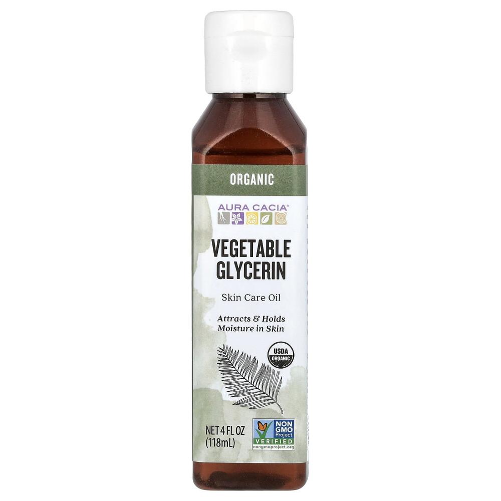 Aura Cacia Organic Skincare Vegetable Glycerin, 4 fl oz (118 ml)