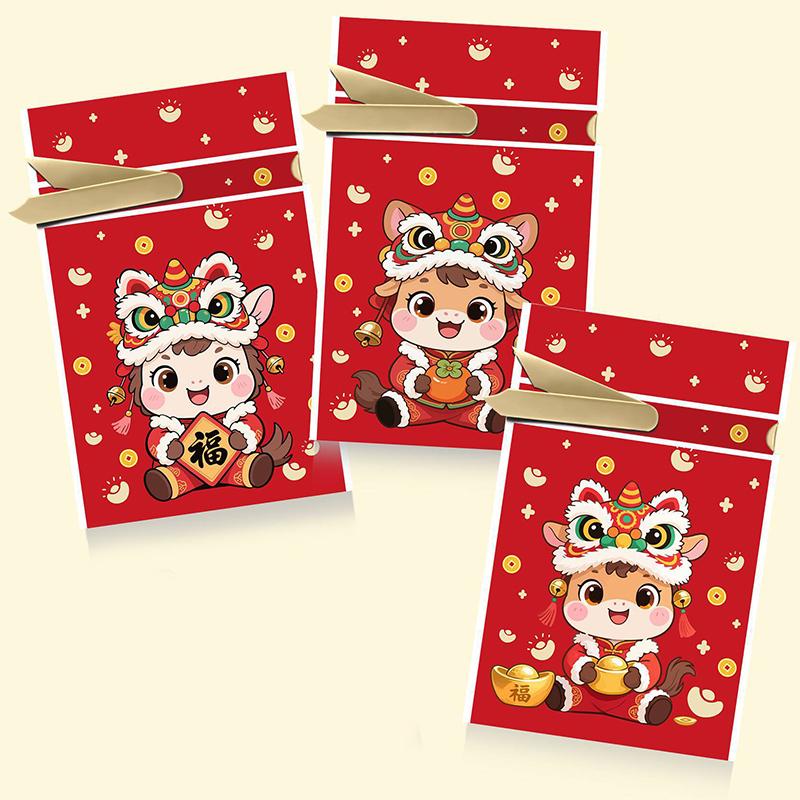 50/100Pcs Year Of The Horse Candy Bags With Drawstring Candy Gift Bags Snowflake Crisp Bag Chinese Year Party Decoration