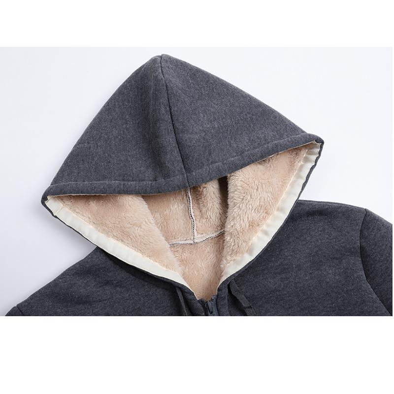 HI-FASHION Plus-size Woolen Solid Color Jacket Autumn Winter Thicken Slim Long-sleeved Outwear Women's All-match Brushed Hooded Coat