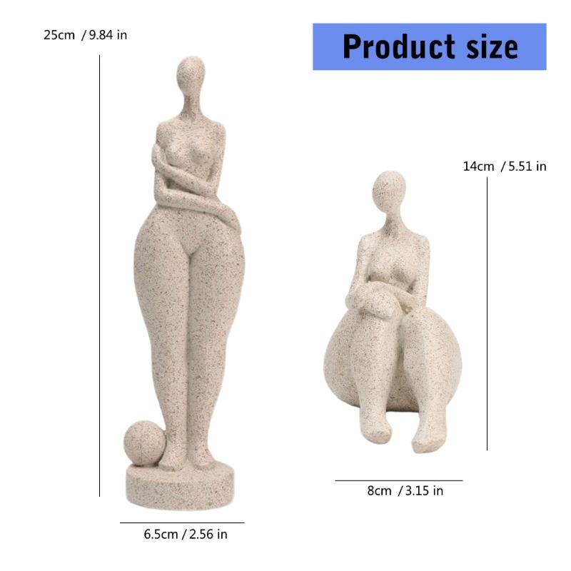 Contemporary Abstract Woman Statue Home Decoration Sandstone Resins Lady Figurine Sculpture for Home Office Decoration