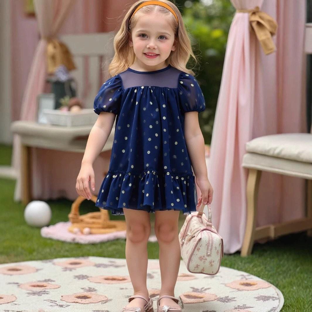 

Модное платье из тюля с пайетками на бретелях для маленьких девочек для фотосессий 100 синий