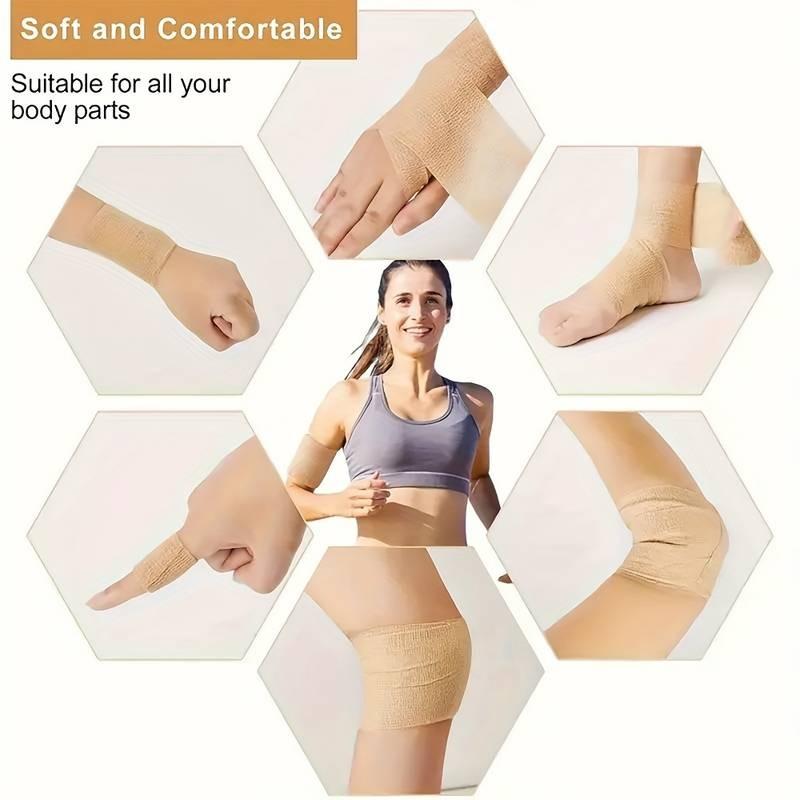 1/10pcs Self Adherent Cohesive Bandage Wrap Stretch Non Woven Self Adhesive Tape - Skin Colour Athletic Elastic Bandage