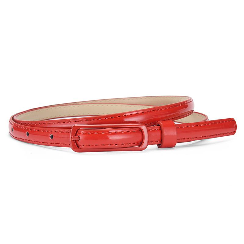 PU Leather Thin Belt with Square Buckle Adjustable Waist Strap for Women Casual and Formal Wear Suitable for Dresses Pants and Skirts