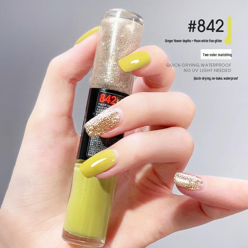Dual-Color No-Bake Quick-Dry Waterproof Nail Polish - Long-Lasting & Non-Peeling for Autumn/Winter