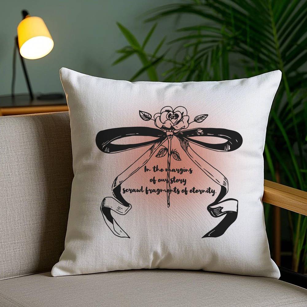 Korean Trendy Bow Pillow Case Sofa Short Plush Double-Sided Hd Printing Room Home Office Gift Cushion Cover