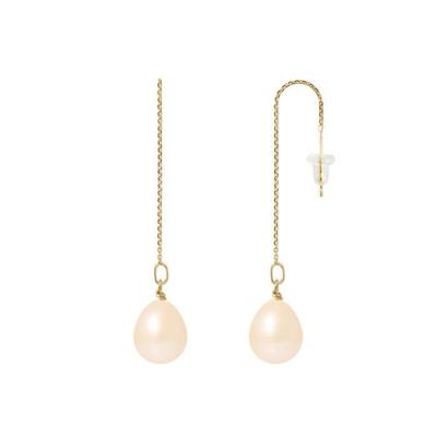 Ohrringe - - Echte Süßwasserperlen 8-9 mm - Gelbgold - 2 Jahre Garantie