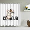 Puppy Cat Cute Cartoon Shower Curtains Washable Fabric Polyester For Bathtub Art Bathroom Decor Partition With Hooks Waterproof