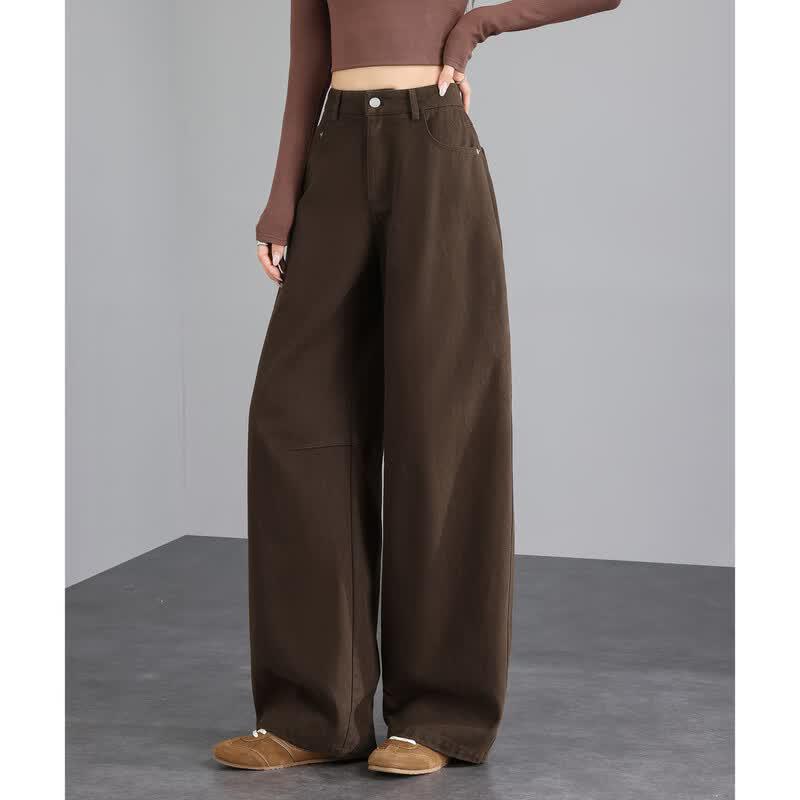 TonLion Women's High-Waist Wide-Leg Curved Casual Pants