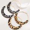 Exaggerated Large Circle Leopard Print Earrings, Hand-woven Ribbon Wrapped, Unique Ear Ring with Elegant Style, Women's Accessory