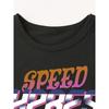 Children Crew Neck Short Sleeve T-Shirt with Racing Car & Letter Print