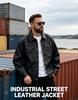 Black tooling, men's leather jacket, shoulder-length loose lapel leather jacket, and a youth leisure locomotive jacket.