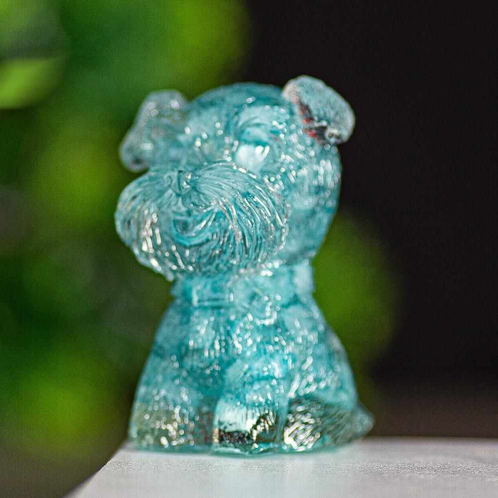 Resin Schnauzer Figurine With Natural Crystal Fill For Desk Decor And Gift Giving