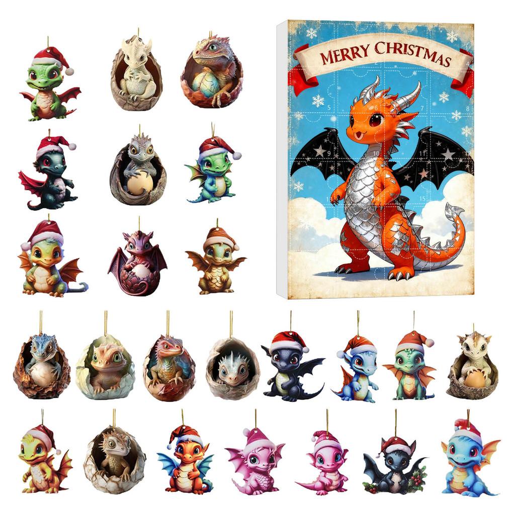 Christmas Dragon Holiday Decor Miniature Acrylic Advent Calendar Blind Box For Festive Gift Giving