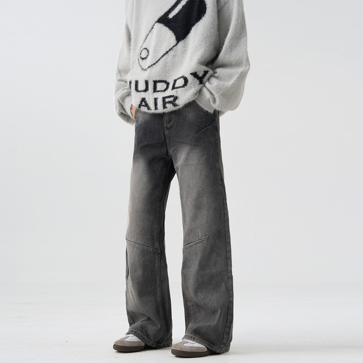 

Мужские прямые джинсы JYL Американский Винтаж Свободные Нишевые Модные Джинсовые Брюки High-Street XXXL