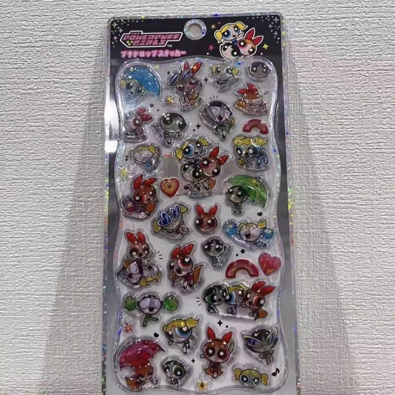 Cute 3d Powerpuff Girls Cartoon Crystal Bubble Sticker For Hand Account Decoration