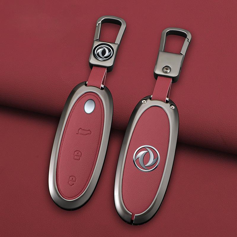 3 Buttons Zinc Alloy + Leather Car Key Case Cover Shell Skin Holder for 2024 Dongfeng NAMMI 01 New Energy Remote Key Protection