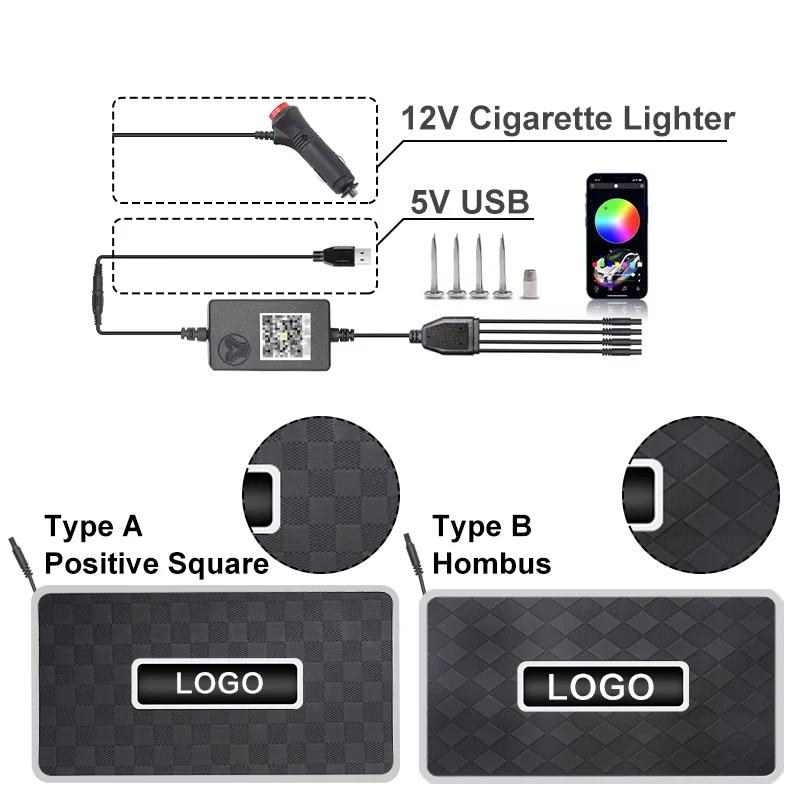 4/2 in 1 Car Floor Mats Ambient Light App Wireless Control Symphony 213 Colors LED Neon Interior Accessories