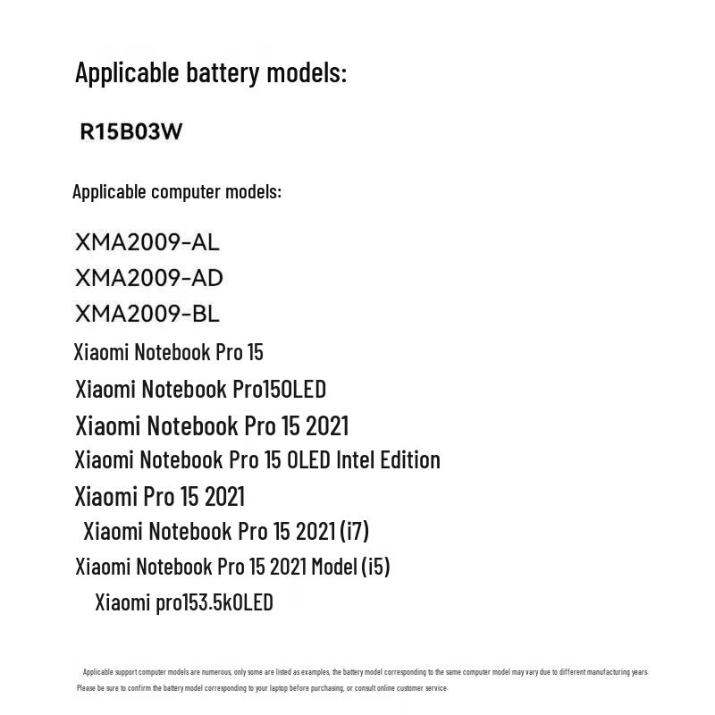Replacement Laptop Battery for Xiaomi Pro 15 (2021 OLED Intel)