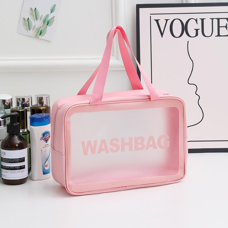 Large Capacity Waterproof PVC Makeup Bag - Portable, Transparent Travel Toiletry Organizer