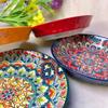 8inch Bohemian Ceramic Western Steak Plate Vintage Dinnerware Set Floral Design Home Restaurant Fruit Plate Bowl Dinner Plate