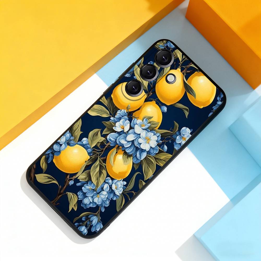 Lemon Art Phone Case For Samsung Galaxy A 73,72,51,53,52,71,22,5G,Note,J7,8,9 Soft Black Cover