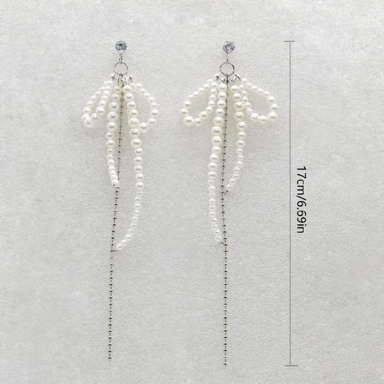 Mode Hängeohrringe Süße Perle Schleife Quasten Anhänger Ohrringe Schmuck