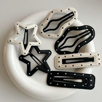6-piece Set New Polka Dot Leather Five-pointed Star Hairpin Cloud BB Clip Side Fringe Clip Clip Hairpin Headpiece New Style