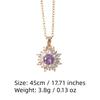 Purple Zirconia Sunburst Pendant Necklace, Golden Tone Sparkly Jewelry for Women