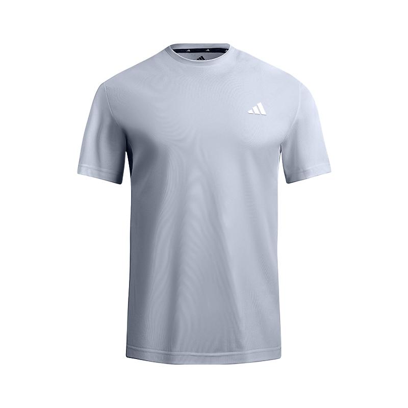 Adidas 3-Stripes Logo Sports Training Fitness Round Neck Lightweight Quick-Dry Breathable Short Sleeve T-Shirt Men Tops Light-Blue KS0425 S