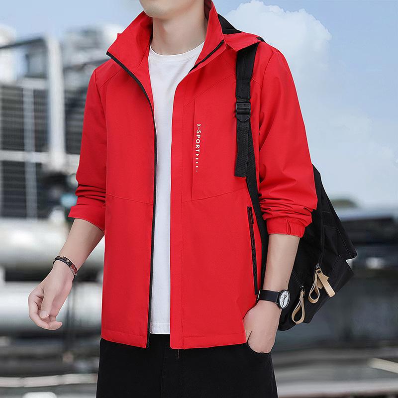 

Осенне-зимняя мужская куртка Куртка мужская со съемным капюшоном Мужское пальто Ветрозащитная Водоотталкивающая Теплая куртка M красный