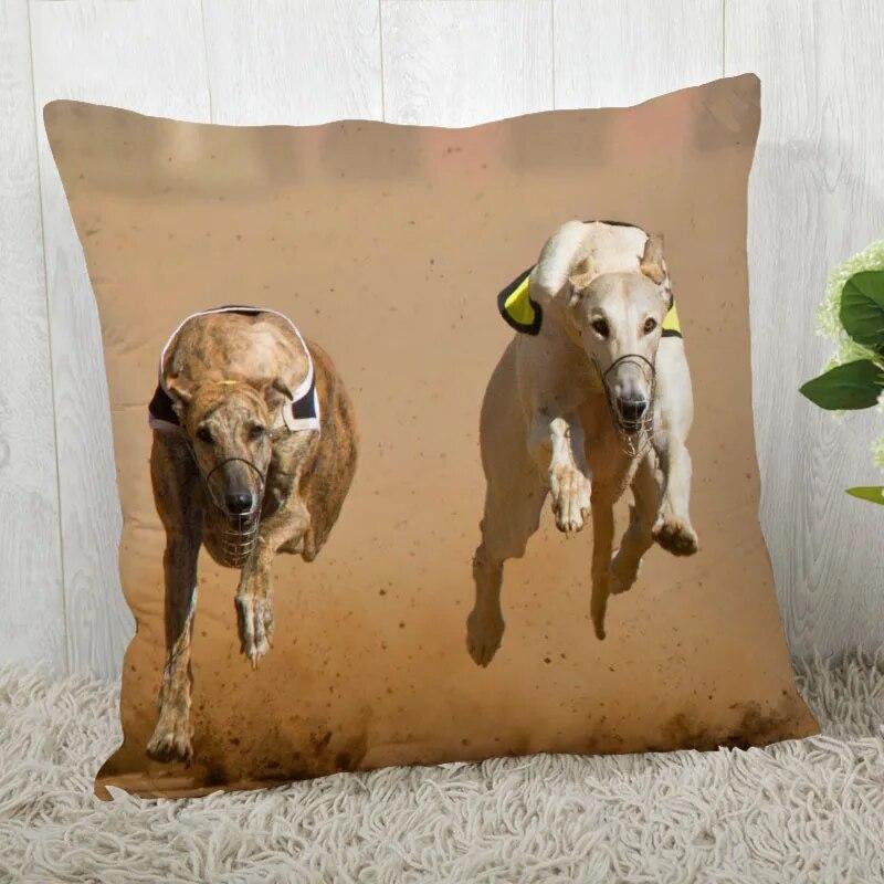 Fețe de pernă personalizate cu câine ogar, pentru decorarea casei, a livingului