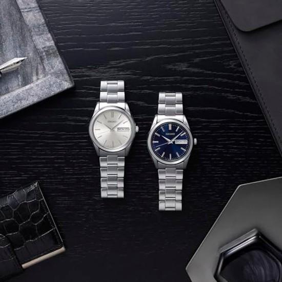 SEIKO SELECTION SBTH007 Herrenarmbanduhr batteriebetrieben Quarz mit Datums-Tages-Kalender champagnergoldenes Zifferblatt S-Serie Edelstahl.