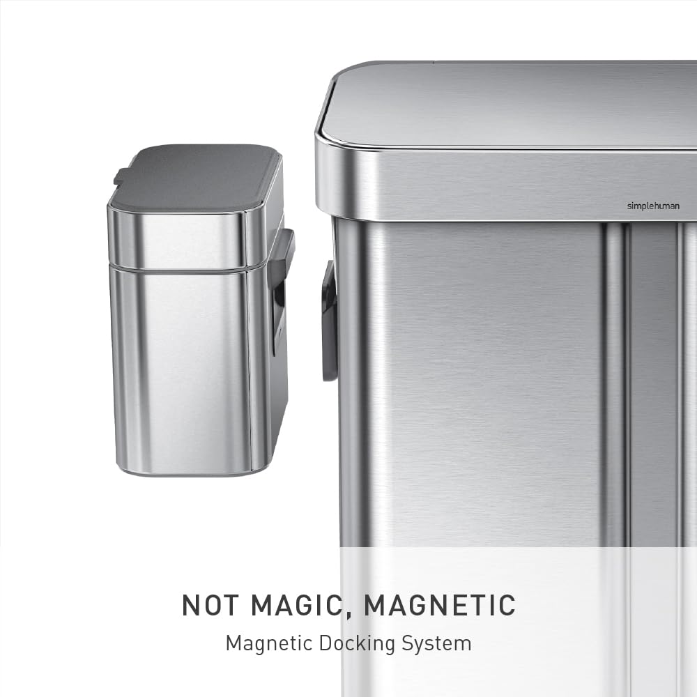Simplehuman Compost Caddy, 4-liter (4L) Capacity, with Lid, Stainless Steel Dustbin (simplehuman CW1645)