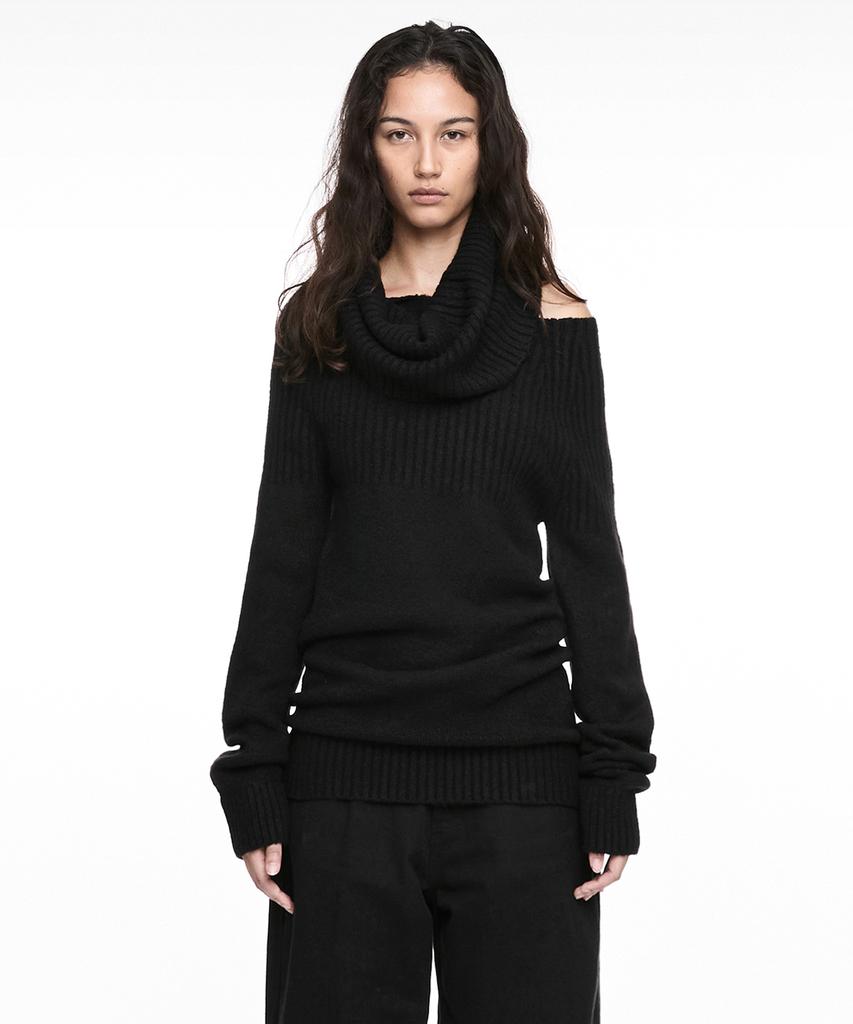 NACHE 2-Way Shawl Knit Black