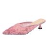 Fashion Flower Women Slippers Fashion Pointed Toe Heeled Sandals Lace Mules Shoes Slingback Elegant Summer Dress 2025 New Mujer Zapatos