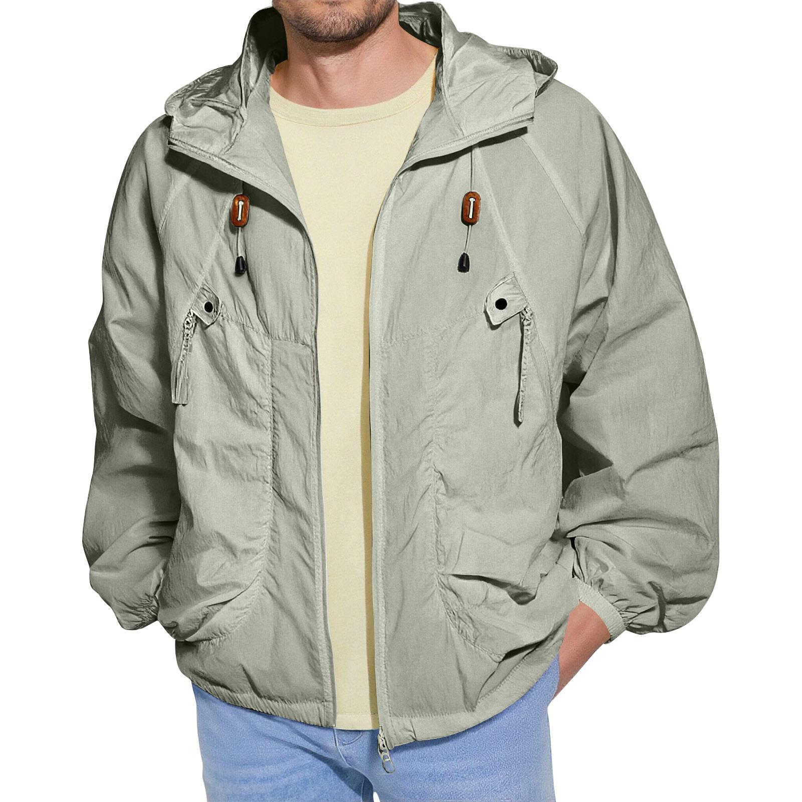 

Lightweight Hooded Windbreaker Jacket for Men and Women Water Resistant Zip Up Outerwear with Adjustable Drawstring and Multiple Pockets M