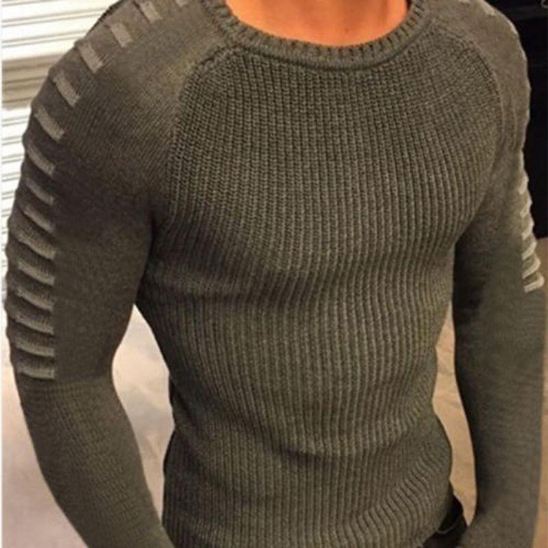 Premium Quality Fashion Men O-neck Knitting Sweater Long Sleeve Slim Fit Pullover Top