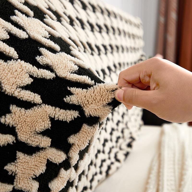 Houndstooth Headboard Cover Full Queen  King Comfortable Bed Head Slipcover for King Size Washable Anti-Dirty Headboard Protector Washable Bedroom