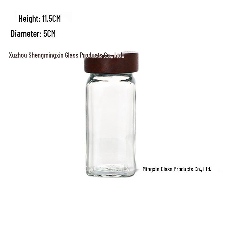 Bamboo Lid Glass Spice Jar with Flip-Top