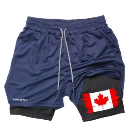 Canada Flag Camouflage Muay Thai Kick Boxing Shorts Men Women Unisex Casual Double Layer Quick Dry Breathable Training Sport Gym Fitness Workout