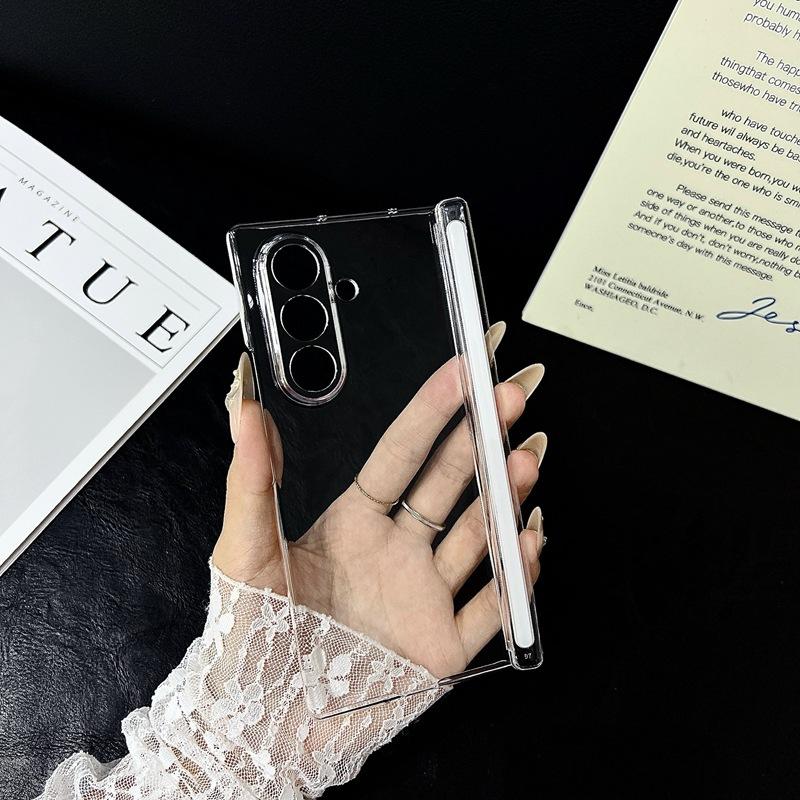 Half Pack Magnetic Phone Case for Samsung Galaxy Z Fold 7 6 5 5G Transparent Hard PC Hinge Protection Sockproof Clear Cover