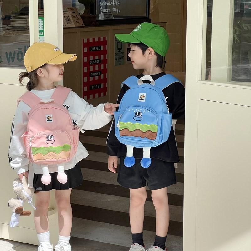 Hamburger School Cartoon Backpack Students Bag Breathable Outdoor Travel Gift